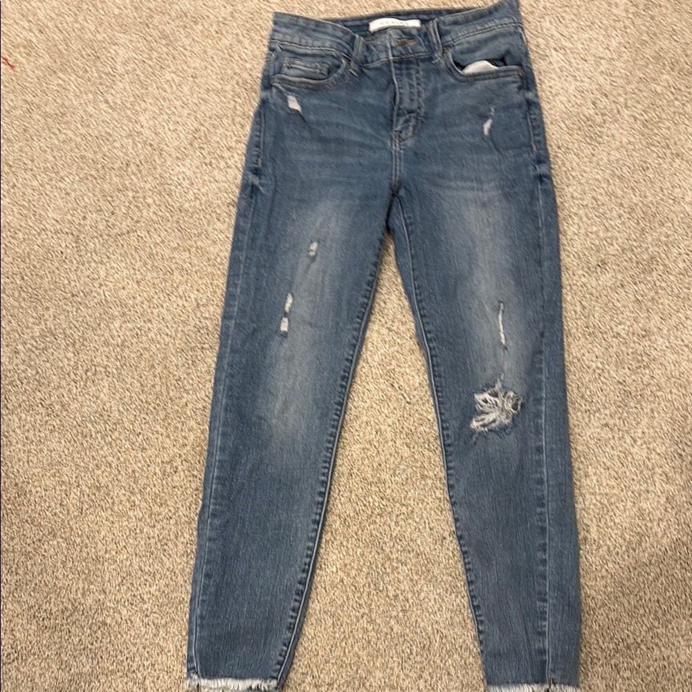 Eunina Distressed Blue Ankle Jeans